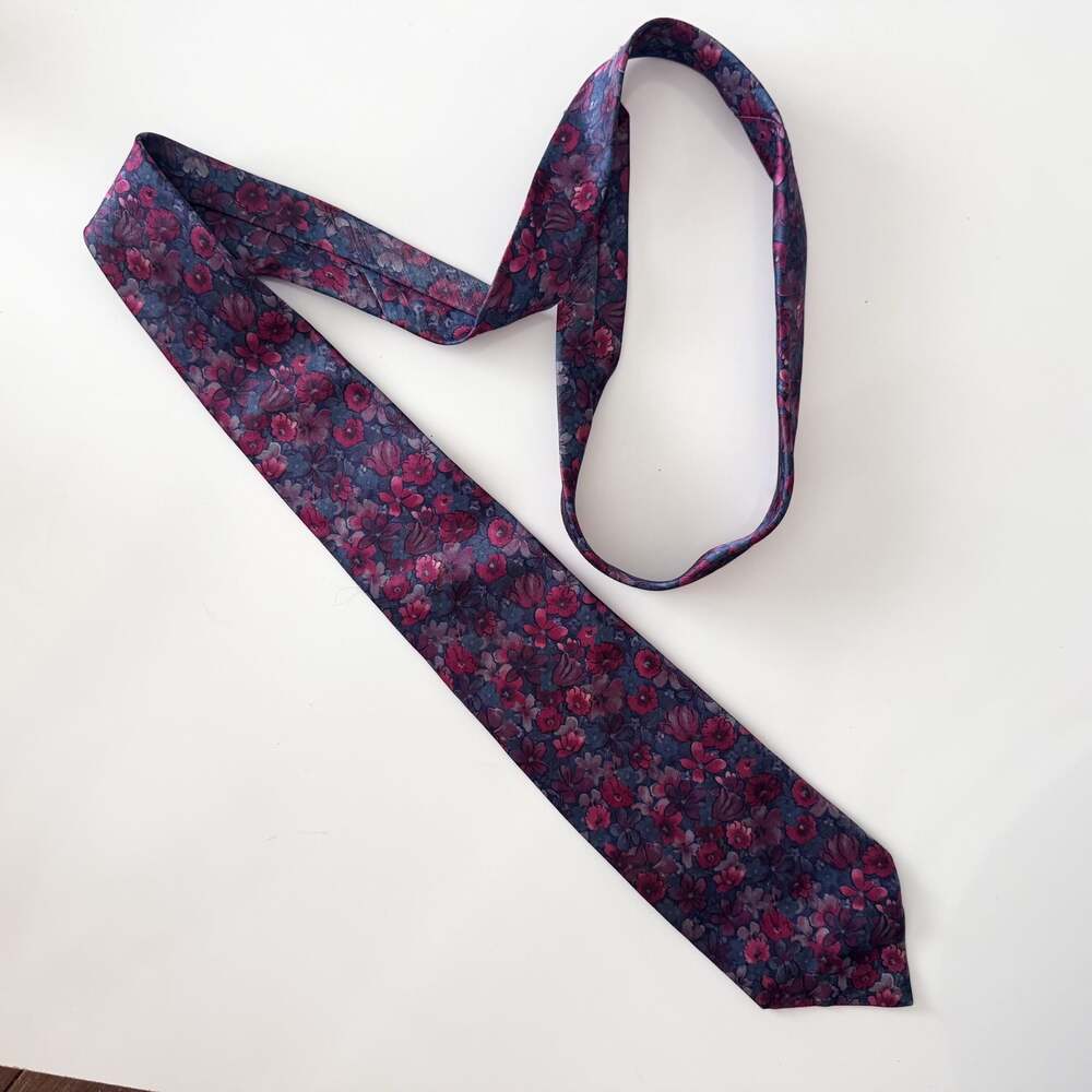 Ketch Vintage Floral Print Polyester Necktie - vintage